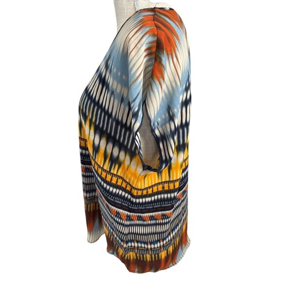 Live And Let Live L Womens V-Neck Top Multicolor Abstract Pattern Lightweight - Picture 2 of 11